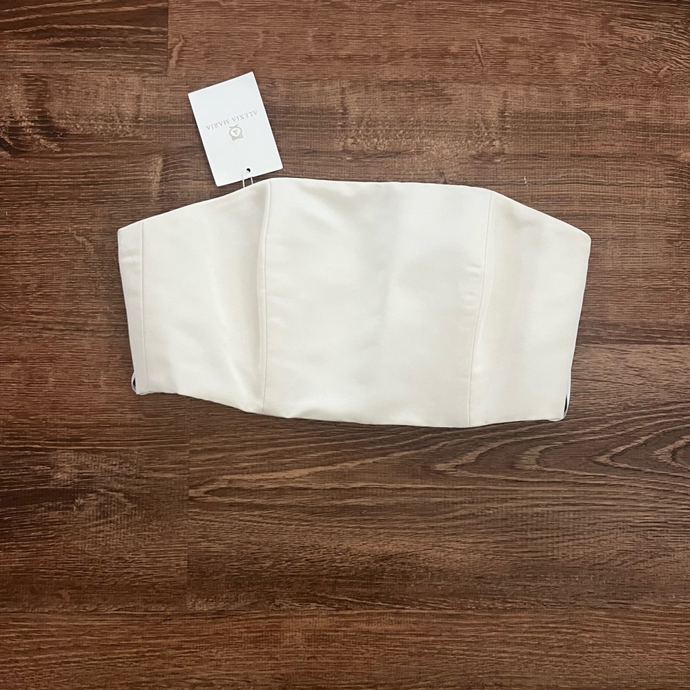 NEVER WORN* Alexia Maria Cream White Silk Faille Bustier Top. Size 4